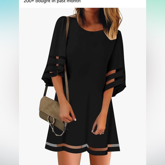 Women’s black mesh panel tunic dress - Picture 3 of 5